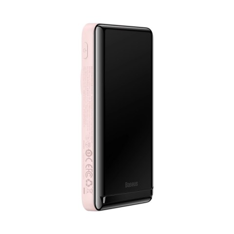 Powerbank Baseus Magnetic Bracket 10000mAh 20W z MagSafe - różowy + kabel USB-C 60W 0.5m
