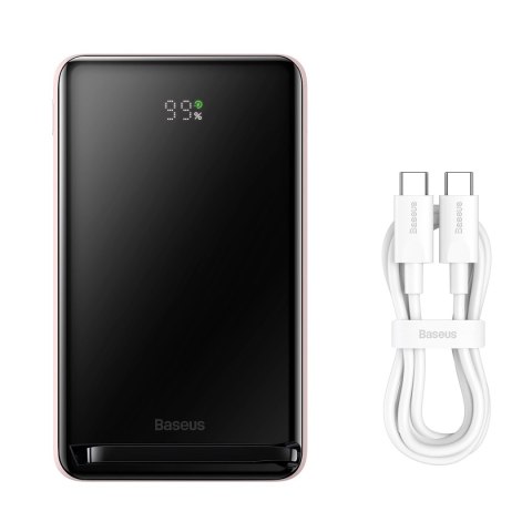 Powerbank Baseus Magnetic Bracket 10000mAh 20W z MagSafe - różowy + kabel USB-C 60W 0.5m