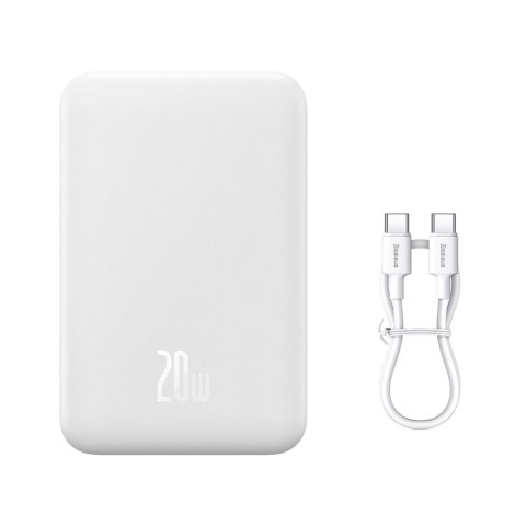 Powerbank Baseus Magnetic Mini 20000 mAh 20W - biały + kabel USB-C / USB-C Powerbank Baseus Magnetic Mini 20000 mAh 20W - biały + kabel USB-C / USB-C