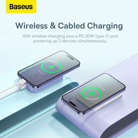 Powerbank Baseus Magnetic Mini 20000 mAh 20W - biały + kabel USB-C / USB-C Powerbank Baseus Magnetic Mini 20000 mAh 20W - biały + kabel USB-C / USB-C