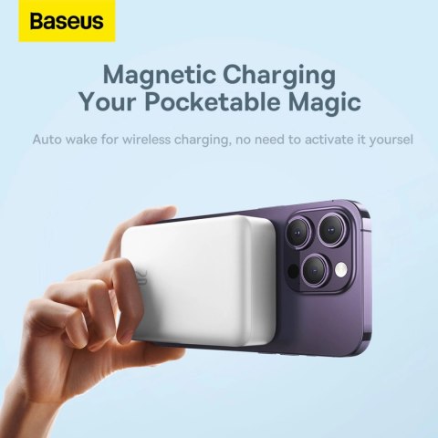 Powerbank Baseus Magnetic Mini 20000 mAh 20W - biały + kabel USB-C / USB-C Powerbank Baseus Magnetic Mini 20000 mAh 20W - biały + kabel USB-C / USB-C