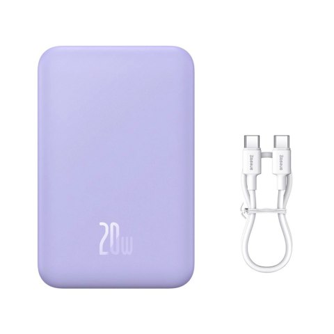 Powerbank Baseus Magnetic Mini 20000 mAh 20W - fioletowy + kabel USB-C / USB-C Powerbank Baseus Magnetic Mini 20000 mAh 20W - fioletowy + kabel USB-C / USB-C