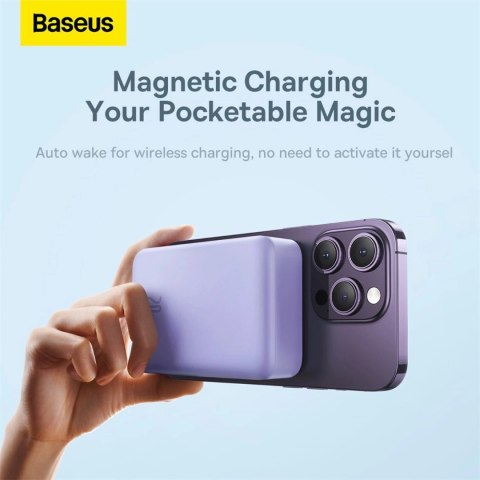 Powerbank Baseus Magnetic Mini 20000 mAh 20W - fioletowy + kabel USB-C / USB-C Powerbank Baseus Magnetic Mini 20000 mAh 20W - fioletowy + kabel USB-C / USB-C