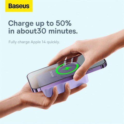 Powerbank Baseus Magnetic Mini 20000 mAh 20W - fioletowy + kabel USB-C / USB-C Powerbank Baseus Magnetic Mini 20000 mAh 20W - fioletowy + kabel USB-C / USB-C