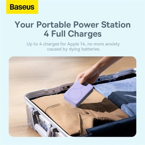 Powerbank Baseus Magnetic Mini 20000 mAh 20W - fioletowy + kabel USB-C / USB-C Powerbank Baseus Magnetic Mini 20000 mAh 20W - fioletowy + kabel USB-C / USB-C