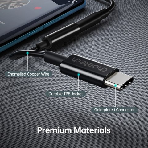 Przejściówka Choetech AUX003 USB-C / DC 3.5mm audio - czarna Przejściówka Choetech AUX003 USB-C / DC 3.5mm audio - czarna
