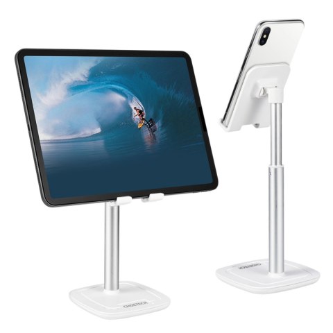 Stojak Choetech H035 aluminiowy na telefon lub tablet z regulacją - biało-srebrny Stojak Choetech H035 aluminiowy na telefon lub tablet z regulacją - biało-srebrny