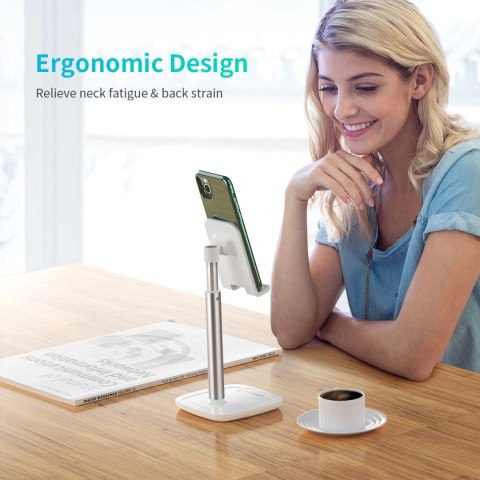 Stojak Choetech H035 aluminiowy na telefon lub tablet z regulacją - biało-srebrny Stojak Choetech H035 aluminiowy na telefon lub tablet z regulacją - biało-srebrny