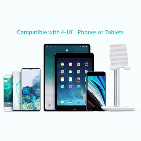 Stojak Choetech H035 aluminiowy na telefon lub tablet z regulacją - biało-srebrny Stojak Choetech H035 aluminiowy na telefon lub tablet z regulacją - biało-srebrny