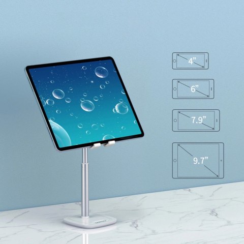 Stojak Choetech H035 aluminiowy na telefon lub tablet z regulacją - biało-srebrny Stojak Choetech H035 aluminiowy na telefon lub tablet z regulacją - biało-srebrny