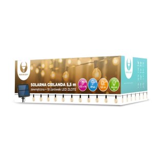 Forever Light Girlanda solarna LED SUNARI FLS-125 5,5m + 10 żarówek G40 złota IP44
