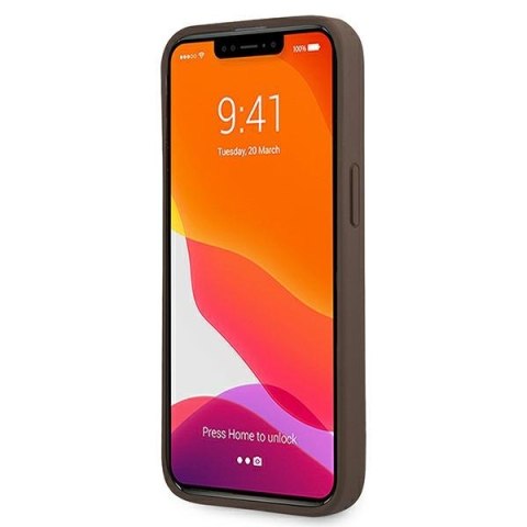 Guess nakładka do iPhone 13 Pro 6,1" GUHCP13L4GMRBR brązowa HC PU 4G Ring