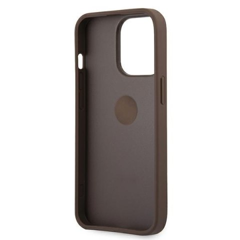 Guess nakładka do iPhone 13 Pro 6,1" GUHCP13L4GMRBR brązowa HC PU 4G Ring