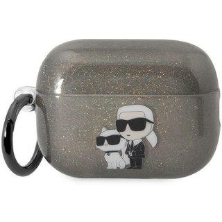 Karl Lagerfeld etui do AirPods Pro 2 KLAP2HNKCTGK czarne TPU Glitter NFT Karl&Choupette