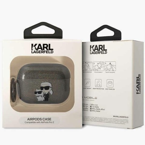 Karl Lagerfeld etui do AirPods Pro 2 KLAP2HNKCTGK czarne TPU Glitter NFT Karl&Choupette Karl Lagerfeld etui do AirPods Pro 2 KLAP2HNKCTGK czarne TPU Glitter NFT Karl&Choupette