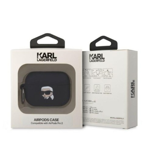 Karl Lagerfeld etui do Airpods Pro 2 KLAP2RUNIKK czarne 3D Silicone NFT Karl