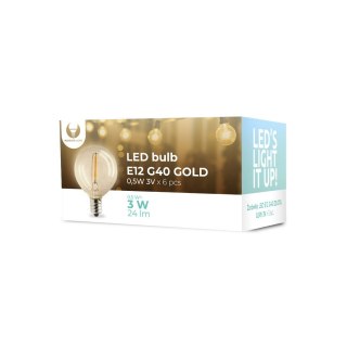 Żarówka LED FL-2B E12 G40 0.5W 3V 24lm złota Forever Light 6 sztuk