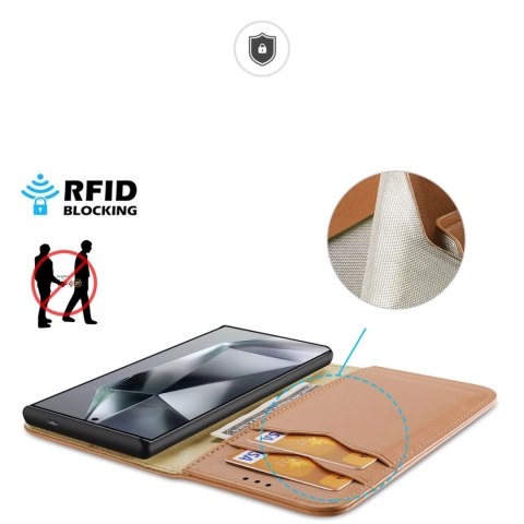 Etui Dux Ducis Hivo z klapką i blokadą RFID do Samsung Galaxy S24 Ultra - brązowe Etui Dux Ducis Hivo z klapką i blokadą RFID do Samsung Galaxy S24 Ultra - brązowe