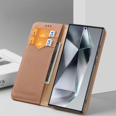 Etui Dux Ducis Hivo z klapką i blokadą RFID do Samsung Galaxy S24 Ultra - brązowe Etui Dux Ducis Hivo z klapką i blokadą RFID do Samsung Galaxy S24 Ultra - brązowe