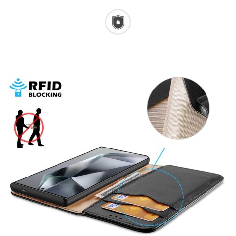 Etui Dux Ducis Hivo z klapką i blokadą RFID do Samsung Galaxy S24 Ultra - czarne Etui Dux Ducis Hivo z klapką i blokadą RFID do Samsung Galaxy S24 Ultra - czarne