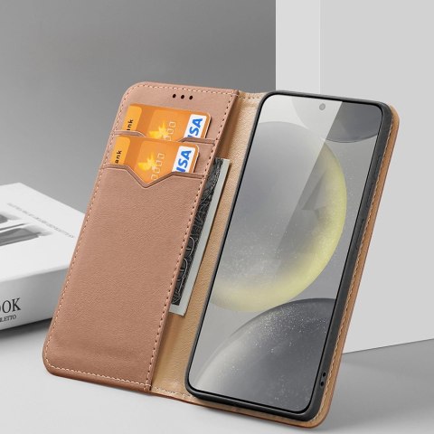 Etui Dux Ducis Hivo z klapką i blokadą RFID do Samsung Galaxy S24+ - brązowe Etui Dux Ducis Hivo z klapką i blokadą RFID do Samsung Galaxy S24+ - brązowe