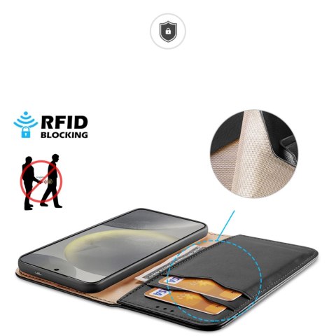 Etui Dux Ducis Hivo z klapką i blokadą RFID do Samsung Galaxy S24 - czarne Etui Dux Ducis Hivo z klapką i blokadą RFID do Samsung Galaxy S24 - czarne