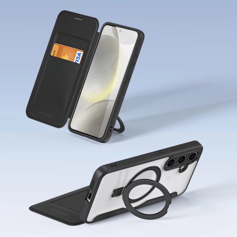 Etui Dux Ducis Skin X Pro na Samsung Galaxy S24+ z MagSafe, klapką i podstawką - czarne Etui Dux Ducis Skin X Pro na Samsung Galaxy S24+ z MagSafe, klapką i podstawką - czarne