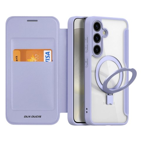 Etui Dux Ducis Skin X Pro na Samsung Galaxy S24 z MagSafe, klapką i podstawką - fioletowe