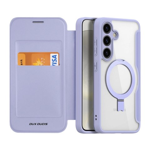 Etui Dux Ducis Skin X Pro na Samsung Galaxy S24 z MagSafe, klapką i podstawką - fioletowe