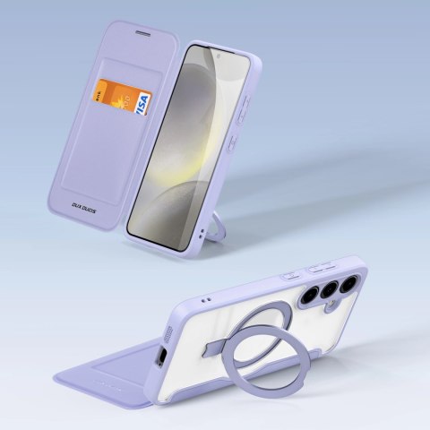 Etui Dux Ducis Skin X Pro na Samsung Galaxy S24 z MagSafe, klapką i podstawką - fioletowe