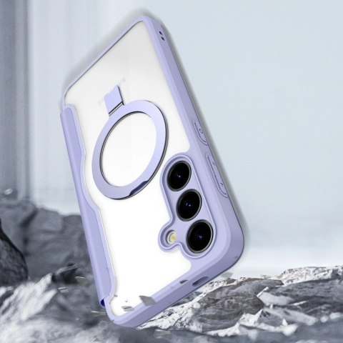 Etui Dux Ducis Skin X Pro na Samsung Galaxy S24 z MagSafe, klapką i podstawką - fioletowe
