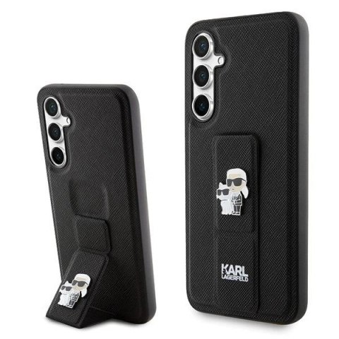 Etui Karl Lagerfeld Gripstand Saffiano Karl&Choupette Pins na Samsung Galaxy S23 FE - czarne Etui Karl Lagerfeld Gripstand Saffiano Karl&Choupette Pins na Samsung Galaxy S23 FE - czarne