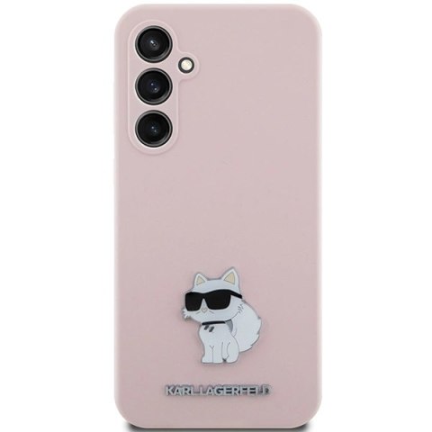 Etui Karl Lagerfeld Silicone Choupette Metal Pin na Samsung Galaxy S23 FE - różowe Etui Karl Lagerfeld Silicone Choupette Metal Pin na Samsung Galaxy S23 FE - różowe