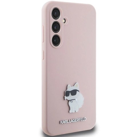 Etui Karl Lagerfeld Silicone Choupette Metal Pin na Samsung Galaxy S23 FE - różowe Etui Karl Lagerfeld Silicone Choupette Metal Pin na Samsung Galaxy S23 FE - różowe