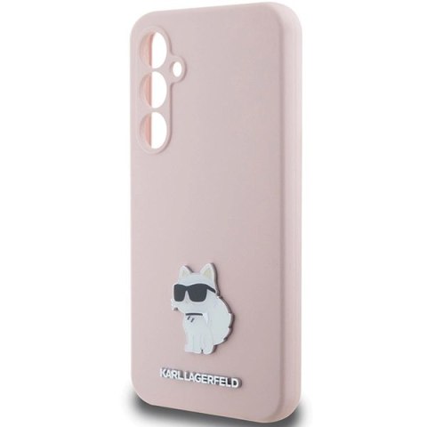 Etui Karl Lagerfeld Silicone Choupette Metal Pin na Samsung Galaxy S23 FE - różowe Etui Karl Lagerfeld Silicone Choupette Metal Pin na Samsung Galaxy S23 FE - różowe
