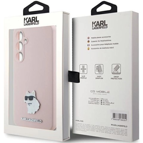 Etui Karl Lagerfeld Silicone Choupette Metal Pin na Samsung Galaxy S23 FE - różowe Etui Karl Lagerfeld Silicone Choupette Metal Pin na Samsung Galaxy S23 FE - różowe