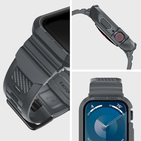 Etui Spigen Rugged Armor Pro na Apple Watch 4 / 5 / 6 / 7 / 8 / 9 / SE (44 / 45 mm) - ciemnoszare Etui Spigen Rugged Armor Pro na Apple Watch 4 / 5 / 6 / 7 / 8 / 9 / SE (44 / 45 mm) - ciemnoszare