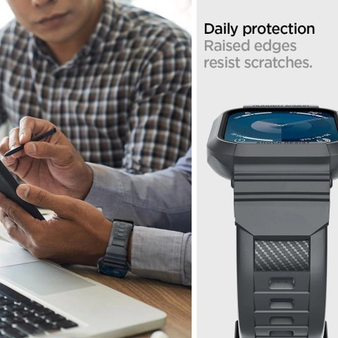 Etui Spigen Rugged Armor Pro na Apple Watch 4 / 5 / 6 / 7 / 8 / 9 / SE (44 / 45 mm) - ciemnoszare Etui Spigen Rugged Armor Pro na Apple Watch 4 / 5 / 6 / 7 / 8 / 9 / SE (44 / 45 mm) - ciemnoszare