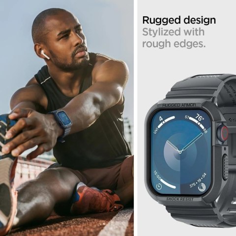 Etui Spigen Rugged Armor Pro na Apple Watch 4 / 5 / 6 / 7 / 8 / 9 / SE (44 / 45 mm) - ciemnoszare Etui Spigen Rugged Armor Pro na Apple Watch 4 / 5 / 6 / 7 / 8 / 9 / SE (44 / 45 mm) - ciemnoszare