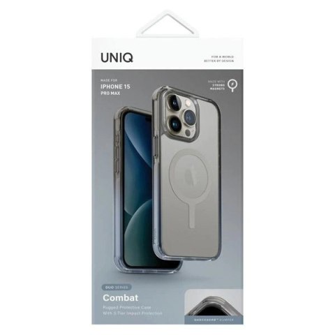 Etui UNIQ Combat Duo Magclick Charging do iPhone 15 Pro Max - niebiesko-szare Etui UNIQ Combat Duo Magclick Charging do iPhone 15 Pro Max - niebiesko-szare