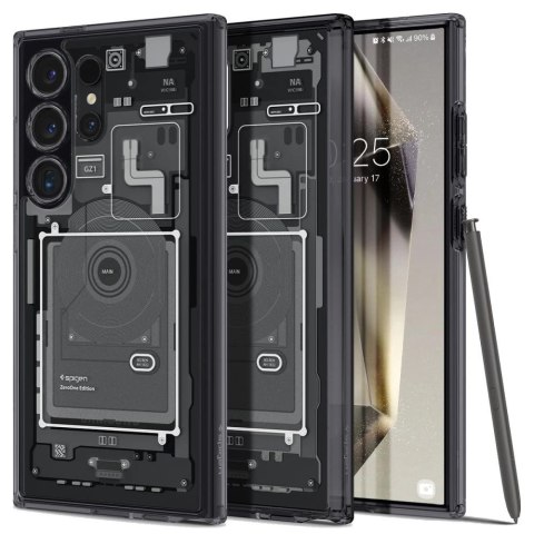 Etui Spigen Ultra Hybrid na Samsung Galaxy S24 Ultra - ciemnoszare (wzór Zero One) Etui Spigen Ultra Hybrid na Samsung Galaxy S24 Ultra - ciemnoszare (wzór Zero One)
