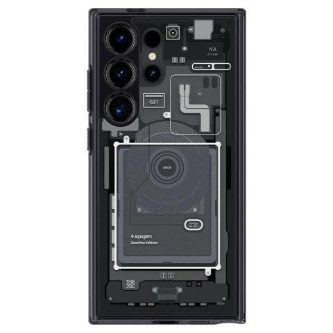 Etui Spigen Ultra Hybrid na Samsung Galaxy S24 Ultra - ciemnoszare (wzór Zero One) Etui Spigen Ultra Hybrid na Samsung Galaxy S24 Ultra - ciemnoszare (wzór Zero One)