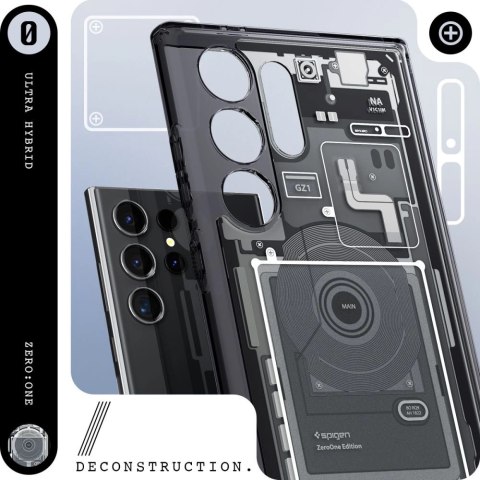Etui Spigen Ultra Hybrid na Samsung Galaxy S24 Ultra - ciemnoszare (wzór Zero One) Etui Spigen Ultra Hybrid na Samsung Galaxy S24 Ultra - ciemnoszare (wzór Zero One)