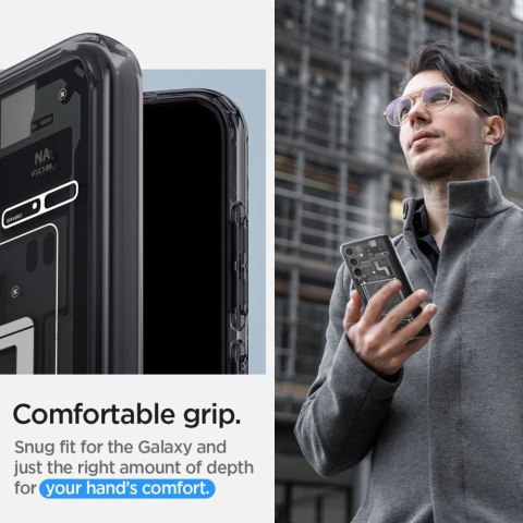 Etui Spigen Ultra Hybrid na Samsung Galaxy S24 - ciemnoszare (wzór Zero One) Etui Spigen Ultra Hybrid na Samsung Galaxy S24 - ciemnoszare (wzór Zero One)