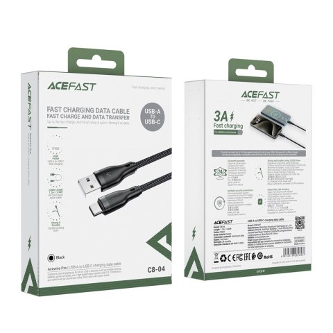 Kabel Acefast C8-04 USB-A / USB-C 3A 1.2m - czarny Kabel Acefast C8-04 USB-A / USB-C 3A 1.2m - czarny
