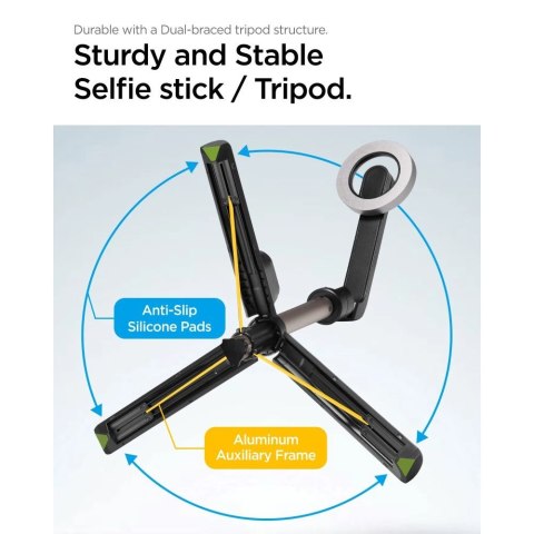 Selfie stick Spigen S570W tripod MagSafe z Bluetooth - czarny Selfie stick Spigen S570W tripod MagSafe z Bluetooth - czarny