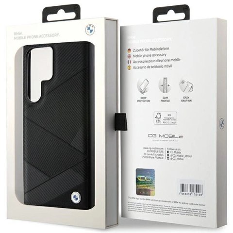 Etui BMW Signature Leather Crossing Lines Pattern na Samsung Galaxy S24 Ultra - czarne Etui BMW Signature Leather Crossing Lines Pattern na Samsung Galaxy S24 Ultra - czarne