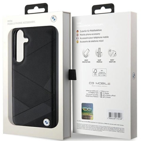 Etui BMW Signature Leather Crossing Lines Pattern na Samsung Galaxy S24 - czarne Etui BMW Signature Leather Crossing Lines Pattern na Samsung Galaxy S24 - czarne