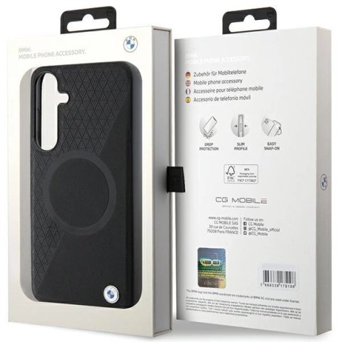 Etui BMW Signature Leather Half Textured & Circle MagSafe na Samsung Galaxy S24 - czarne Etui BMW Signature Leather Half Textured & Circle MagSafe na Samsung Galaxy S24 - czarne