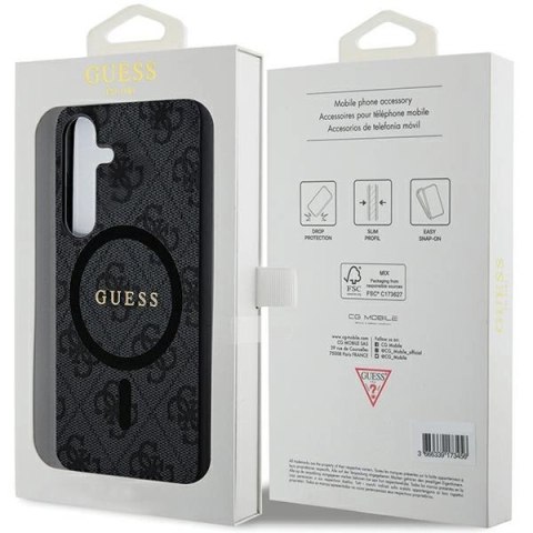 Etui Guess 4G Collection Leather Metal Logo MagSafe na Samsung Galaxy S24+ - czarne